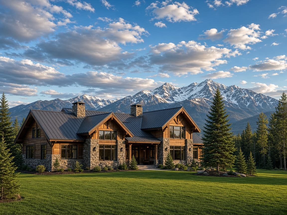 Timber and stone home with a new standing seam metal roof